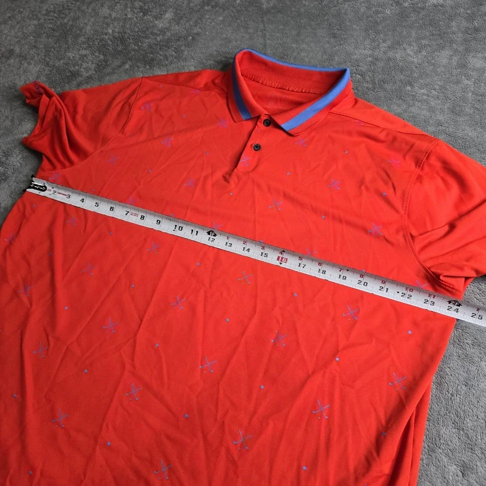 Nike Dri-Fit Vapor Polo Shirt Golf Club All Over Print Red Blue Mens XL